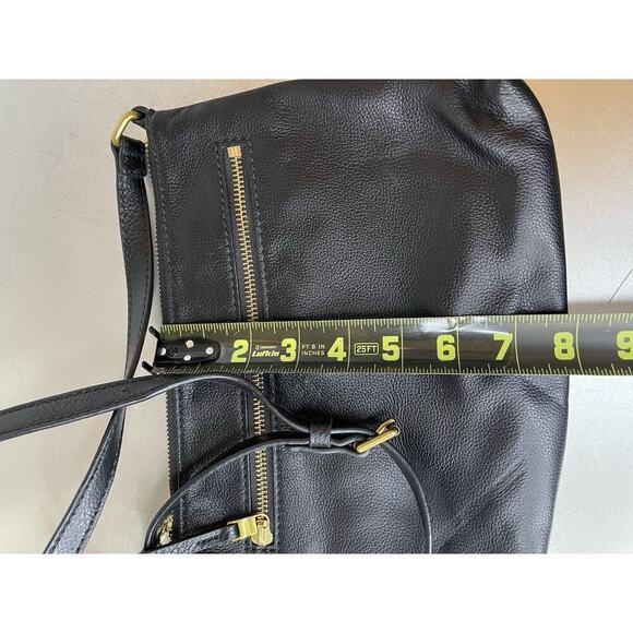 Fossil Black Leather Shoulder Bag Purse Minimalist Small Classic - Picture 6 of 6